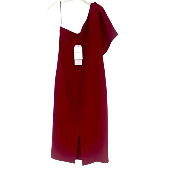 Dress The Population Tiffany One-Shoulder Midi Dress Garnet Red Size XL NWT - Picture 9 of 16
